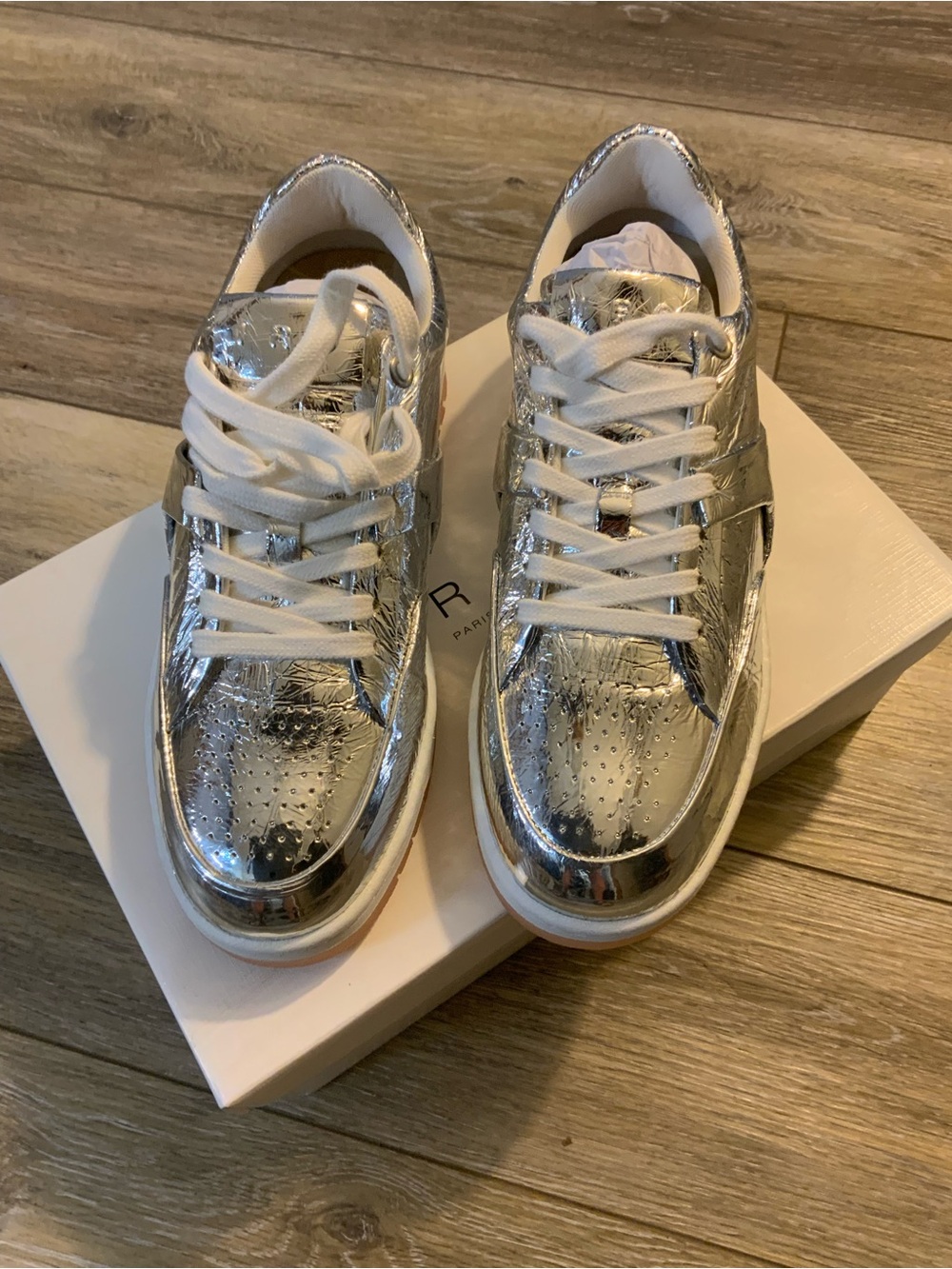 IRO Silver Metallic Lace-Up Women's Sneakers